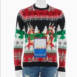 NEW Men's Christmas Reindeer Crew Neck Sweater - Size Small